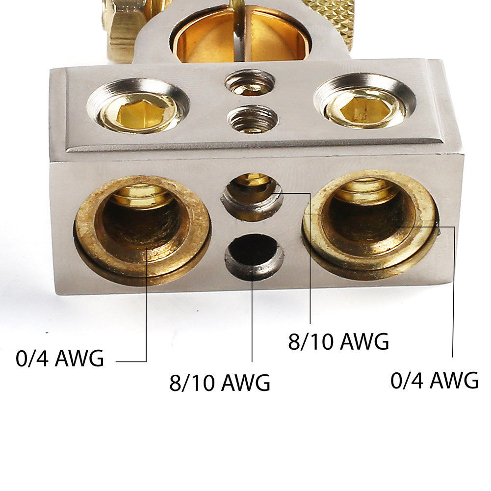 1 Pair Dual 1/0 4 8 10 Gauge Positive & Negative Battery Terminal Connectors with Spacer Shims for Auto Car Marine Boat