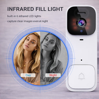 Smart Video Doorbell Wireless Touchscreen Display | Motion Detection 2-Way Audio Local Storage No Subscription | Easy No-Wire Install Home Security Doorbell Camera System