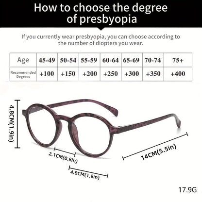Fashion Reading Glasses 6 Pack for Women and Men Full Frame Round Circle PC Frame Multi-Color Lightweight Durable Lenses Vision Aid Readers Magnification Plus 1.0 to Plus 4.0 Mixed Color Value Set