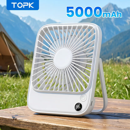 USB Desk Fan Battery Operated | 2000mAh & 5000mAh Rechargeable Mini Personal Fan, 4-Speed Adjustable, 180° Tilt & Foldable, Ultra-Quiet Strong Airflow for Office, Bedroom & Desktop Use – Black, Pink, White