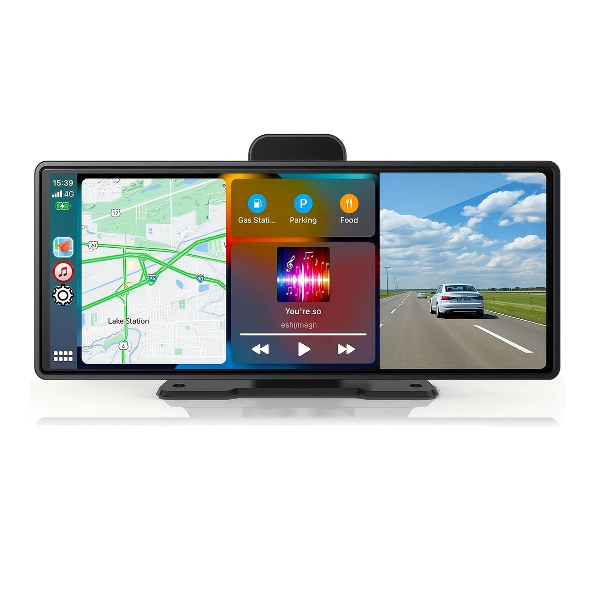 High-Definition Front Camera 10.2-Inch Large Car Screen, 4K Ultra-Clear Display, Carplay/Android Auto Control Supporting BT Wireless Connection, Parking Assistance, Entertainment, Video Playback, Positioning Navigation Phone Answering, with 64GB TF