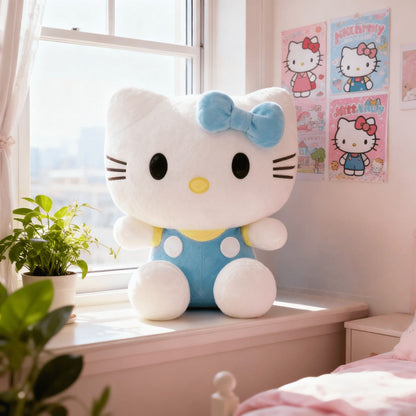 Hello Kitty KT Cat Stuffed Animal 3 Colors – Sanrio Kawaii Plush Doll in Red Pink Blue Soft Collectible Toy, Birthday Valentine Christmas Gift for Girls Teens Hello Kitty Fans