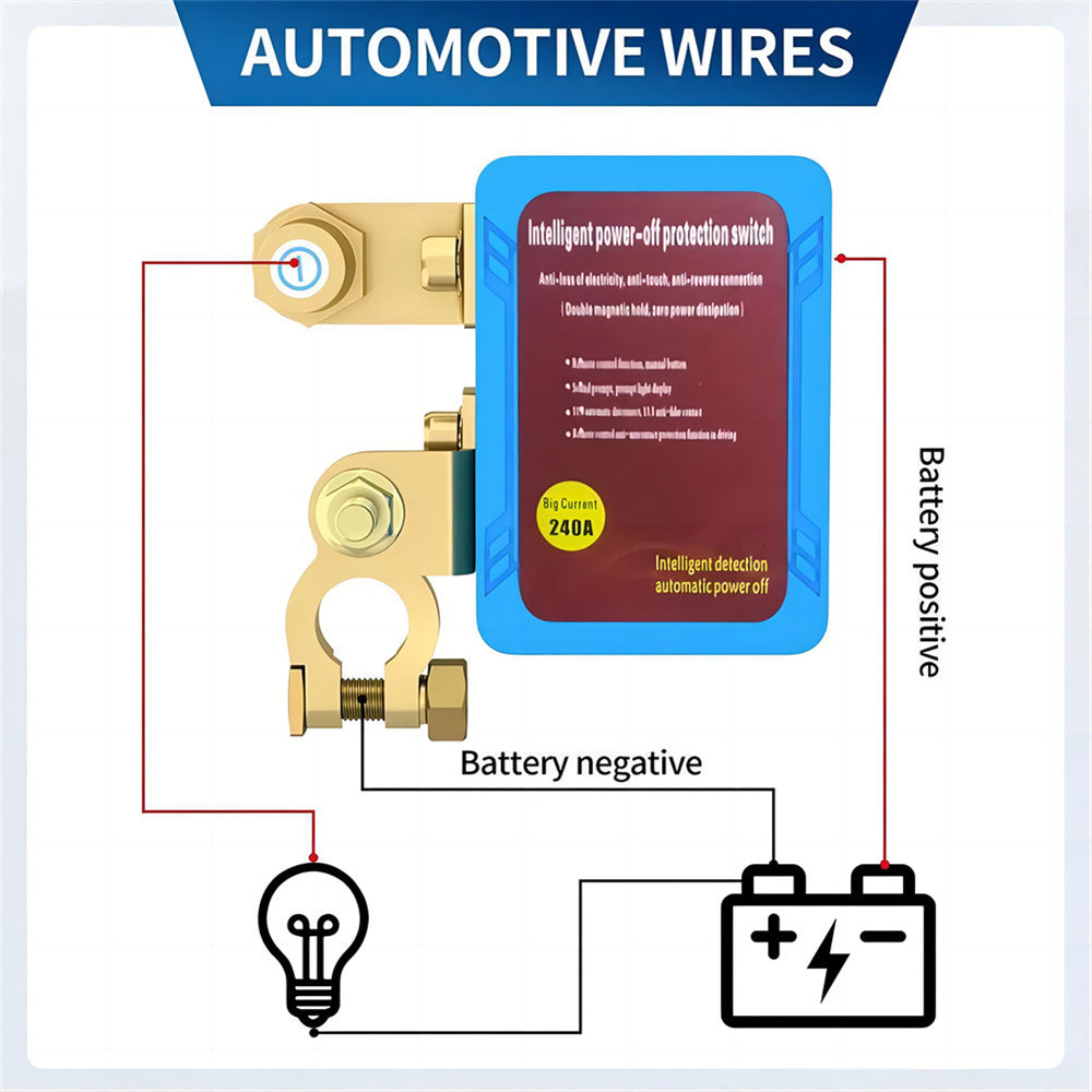 Battery Disconnect Switch Remote 12V 24V 240A – Wireless Kill Switch Auto Cut-Off Magnetic Relay, Anti-Drain Anti-Theft for Car Truck RV ATV UTV Boat Motorcycle Trailer