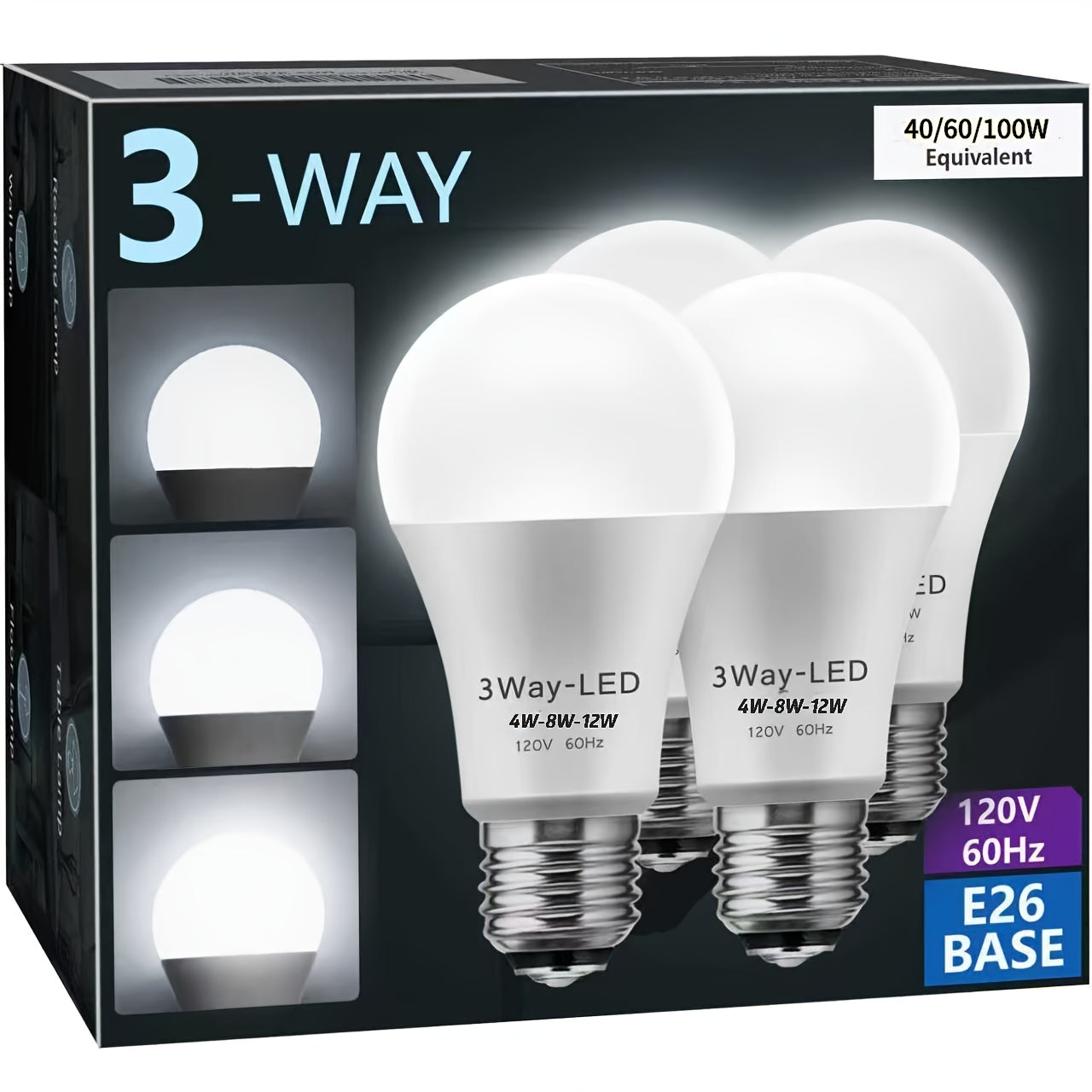 3-Way LED Light Bulb A19 40 60 100W Equivalent 1500 Lumens E26 Base – Soft White 2700K & Daylight 5000K Three-Way Bulb for Bedroom Living Room Study Room Table Lamp, 2 & 4 Pack