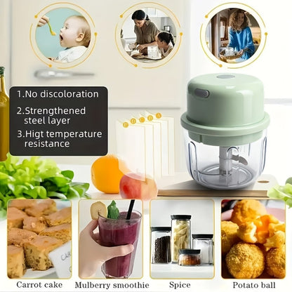 Mini Food Processor USB Rechargeable Electric Chopper 9.47oz – Portable Wireless Meat Grinder & Blender for Garlic, Vegetables, Fruit, Ginger & Chili, Compact Kitchen Tool for Home Office Travel