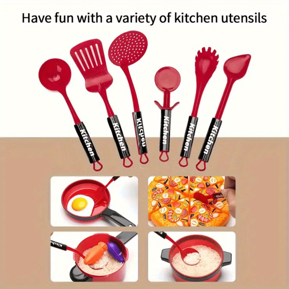 Pretend Play Kitchen Set for Kids – 51PCS Toy Cooking Utensils, Tableware & Play Food, Simulation Kitchen Playset for Toddlers Boys & Girls, Birthday Christmas Halloween Gift
