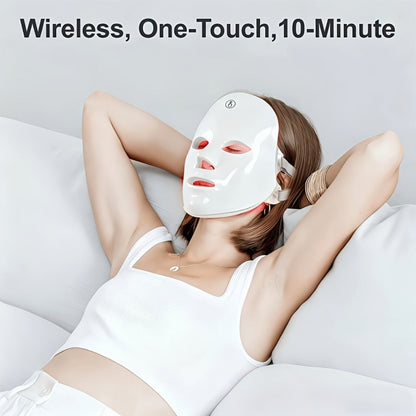 LED Light Therapy Facial Beauty Device - 7 Color Photon Skin Rejuvenation Face Care Tool, USB Powered Anti-Aging Wrinkle Acne Treatment Home Spa