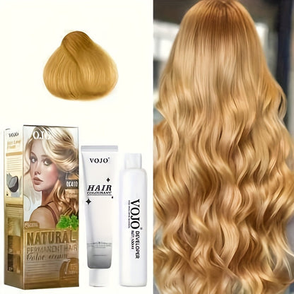 Permanent Hair Dye Kit 12 Vibrant Colors with Developer & Applicator Tools Bleach Blonde Ash Grey Ocean Blue Brown Purple Pink Red Golden Black Long-Lasting DIY At-Home Hair Color Cream Set Women