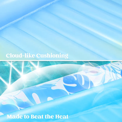 XL Inflatable Tanning Pool Float 85x57 Inch – 4-in-1 Suntan Tub Raft with Built-In Pillow, Sunbathing Bed Lounge & Ball Pit for Adults | Oversized Floating Mattress for Pool Lake Beach, Blue