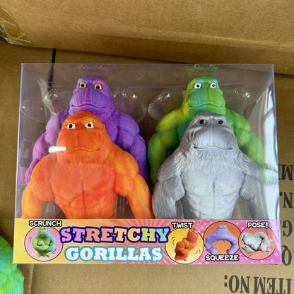 Stretchy Gorilla Fidget Toy Squeeze Monkey – Sensory Stress Relief Squishy Monkey with PVA Sponge Fill, Kids Party Favor Gift for Christmas Halloween Easter Basket Stuffers
