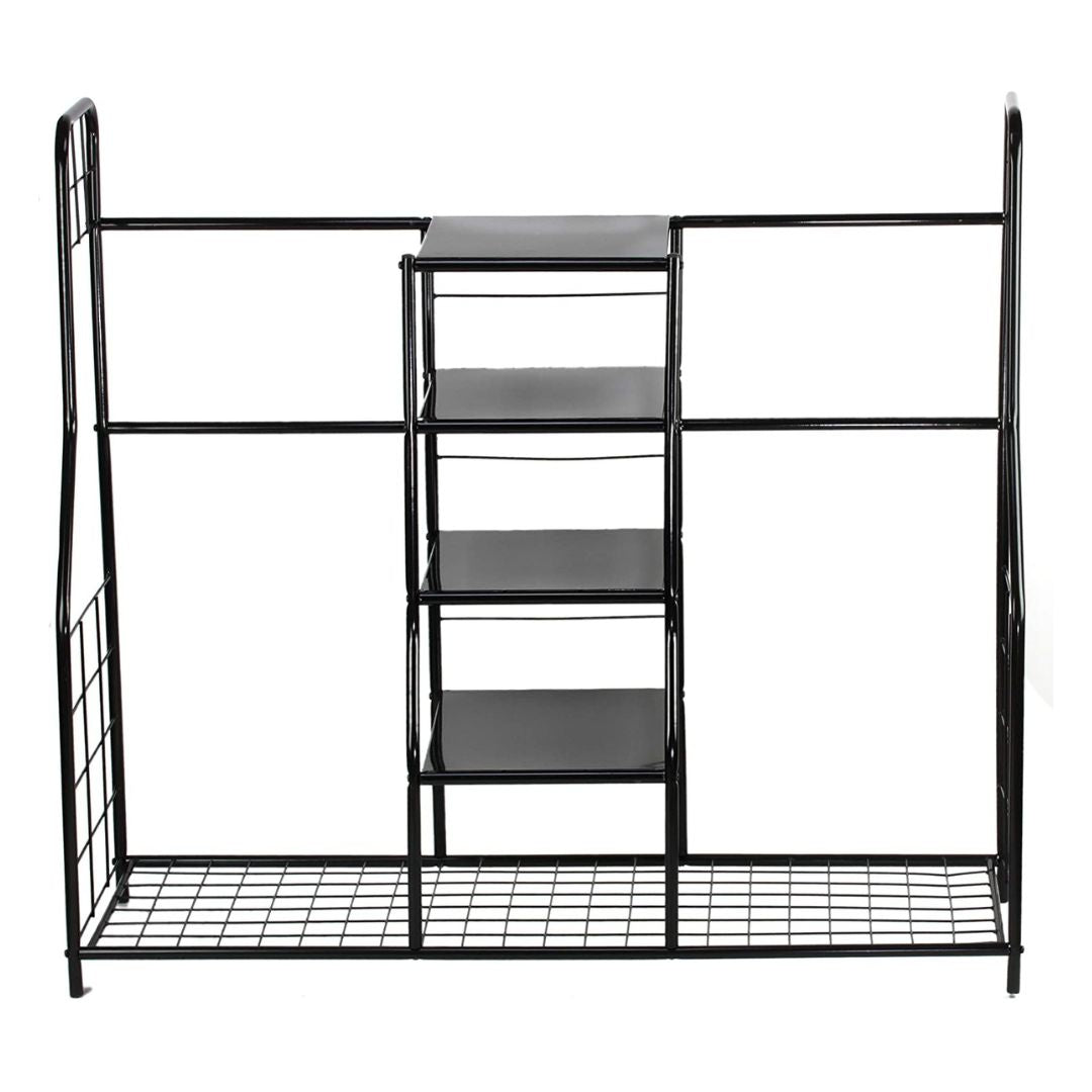 Golf Bag Storage Rack Organizer Steel Dual Bag Holder with 4 Shelves for Clubs Balls Shoes Accessories Garage Basement Home Golf Equipment Organizer Heavy Duty