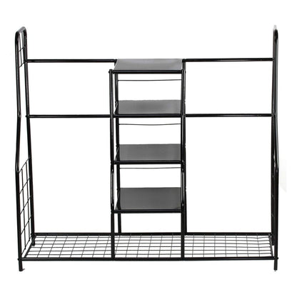 Golf Bag Storage Rack Organizer Steel Dual Bag Holder with 4 Shelves for Clubs Balls Shoes Accessories Garage Basement Home Golf Equipment Organizer Heavy Duty