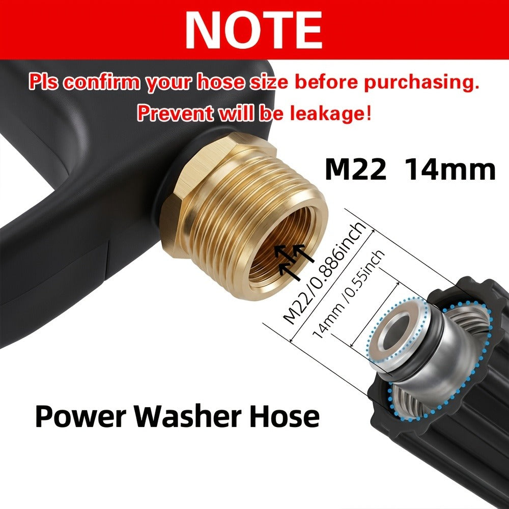 High Pressure Car Wash Gun with 5 Spray Nozzles – Max 3000 PSI, M22-14 & 1/4" Quick Connect, Garden Hose Pressure Washer Wand for Car Washing & Irrigation