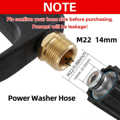 High Pressure Car Wash Gun with 5 Spray Nozzles – Max 3000 PSI, M22-14 & 1/4" Quick Connect, Garden Hose Pressure Washer Wand for Car Washing & Irrigation