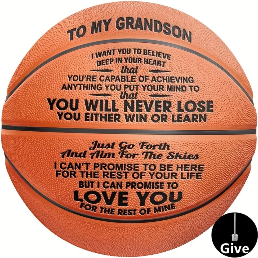 Personalized Basketball Gift for Son & Grandson Standard Size with Pump To My Son To My Grandson Heartfelt Message Sports Birthday Christmas Holiday Gift for Boys Teens
