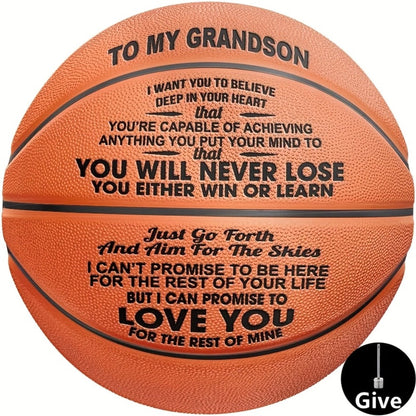 Personalized Basketball Gift for Son & Grandson Standard Size with Pump To My Son To My Grandson Heartfelt Message Sports Birthday Christmas Holiday Gift for Boys Teens