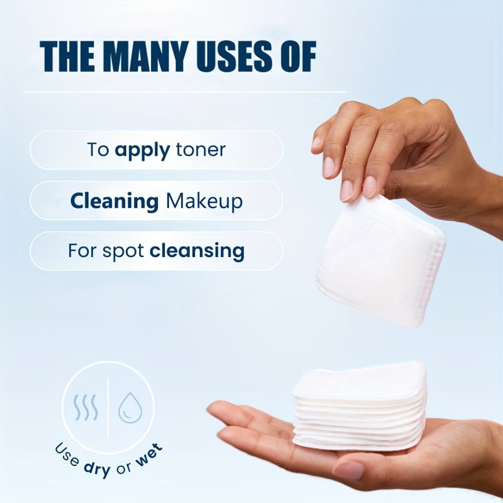 Makeup Remover Pads Disposable 100/200pcs – 3-Layer Thickened Cotton Squares for Face Cleansing, Skincare & Nail Polish Removal, Soft Touch No Friction, 2.76x2.36 inch, Individually Boxed