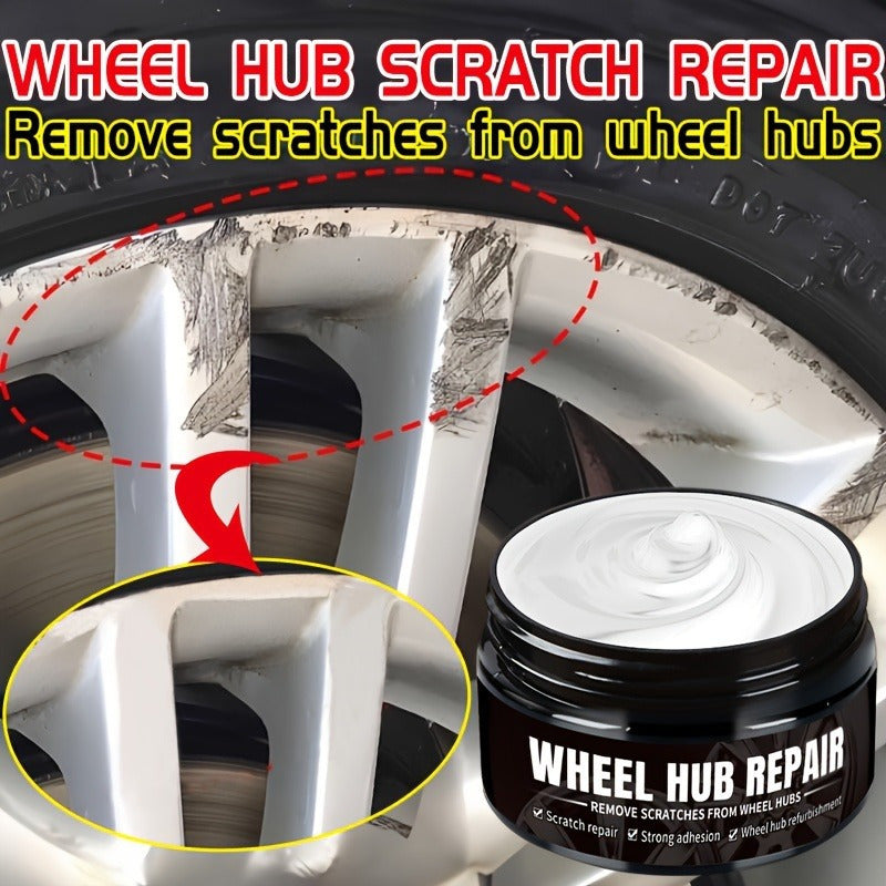 Automobile wheel hub scratch reconditioning paste, tire hub scratch paint repair paste - black and white Silvery aluminum alloy wheel hub chrome plating repair