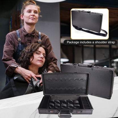 Professional Barber Bag Travel Case for Hair Stylists & Barbers — Portable Tool Carrying Case for Clippers, Scissors & Grooming Kit, Spacious Durable Mobile Barber Station Organizer, Black & Golden