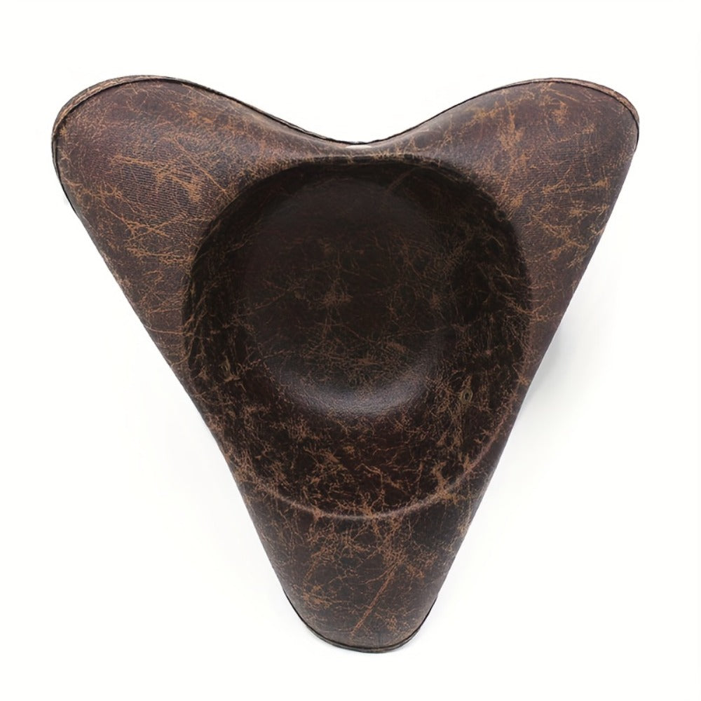 Pirate Tricorn Hat Faux Leather Wide Brim – Vintage Distressed Pirate Hat for Men Women, Halloween Costume, Cosplay, Renaissance Fair & Themed Party Accessory, Black & Brown