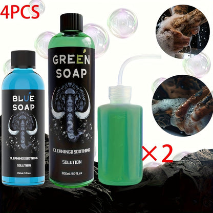 Tattoo Green Soap Kit Cleansing Solution with Squeeze Bottle – Green and Blue Tattoo Soap for Artists, Safe Color Foam Moisturizing Formula, Tattoo Supplies and Accessories Multiple Sizes