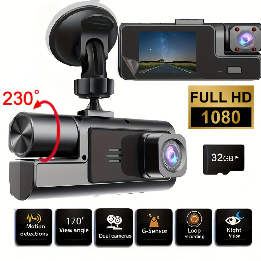 Dash Cam 1080P Dual & Triple Lens with IR Night Vision, 170° Wide Angle Car DVR Camera, WiFi, Loop Recording, G-Sensor, 24H Parking Mode, 2-Inch IPS Screen, 16GB/32GB TF Card, Car Dashboard Camera