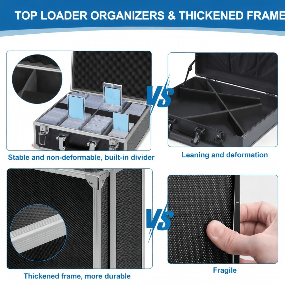 Trading Card Case Aluminum Alloy with Key Lock – PSA Graded Slab Storage Box for TCG MTG Pokemon Sports Cards Collector Organizer