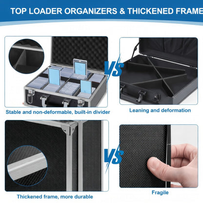 Trading Card Case Aluminum Alloy with Key Lock – PSA Graded Slab Storage Box for TCG MTG Pokemon Sports Cards Collector Organizer