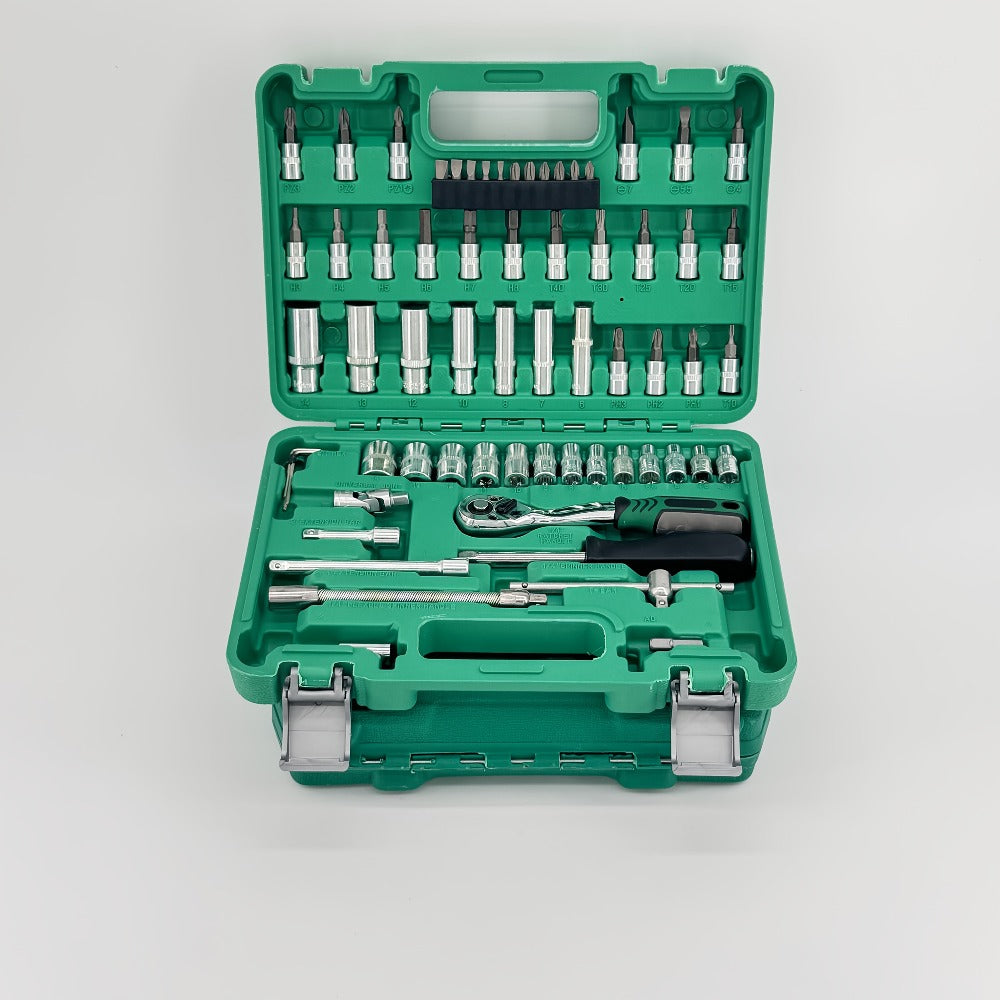 Mechanic Tool Kit Auto Repair Socket Set 1/4" 3/8" 1/2" Drive Ratchet Wrench Combination – 53 to 216-Piece Professional Grade Car Repair Tools with Depth & Standard Sockets