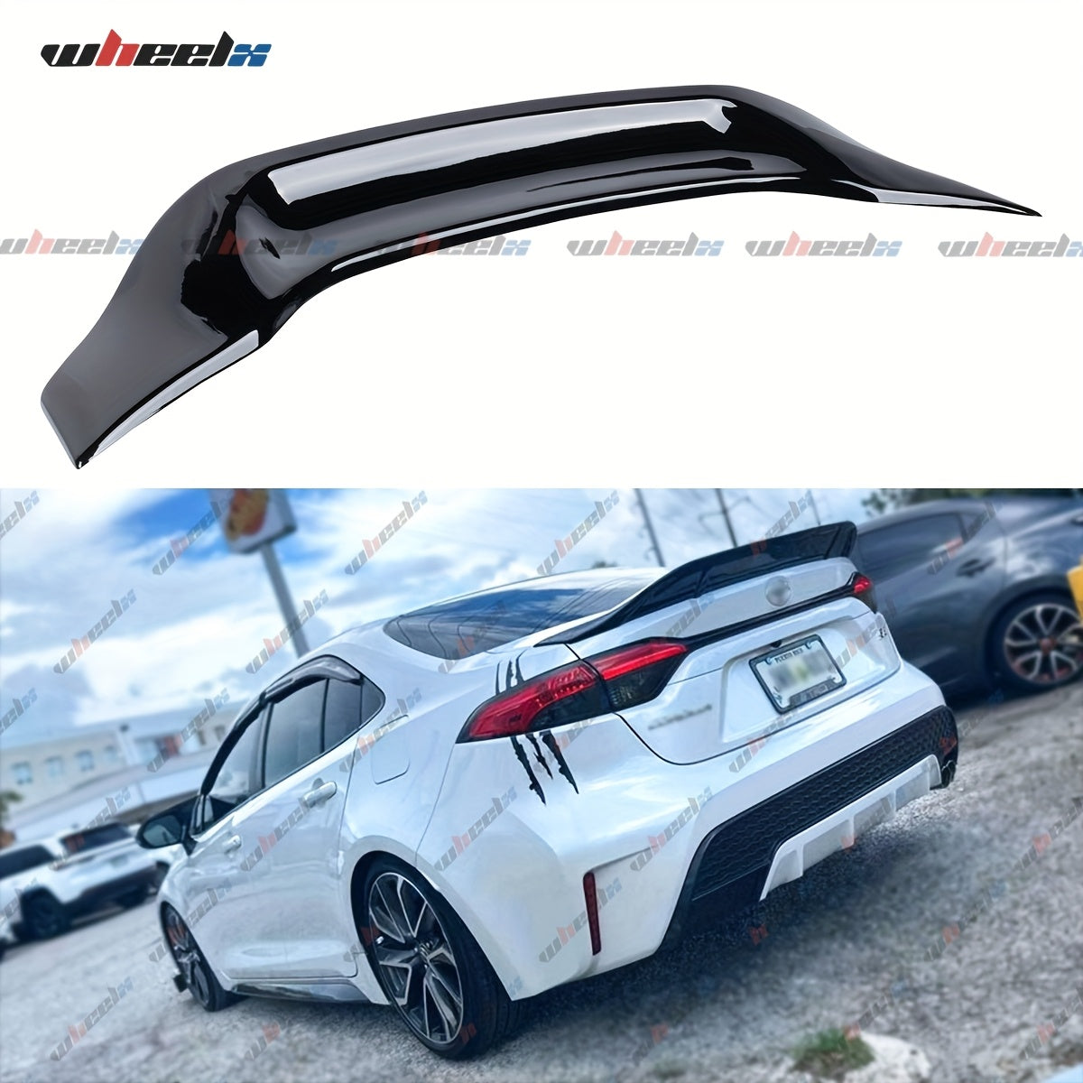 Painted R Style Duckbill Highkick Trunk Lid Spoiler Wing Compatible with 2020-2026 for TOYOTA Corolla 4 Door Sedan, Gloss Black/ Carbon Fiber