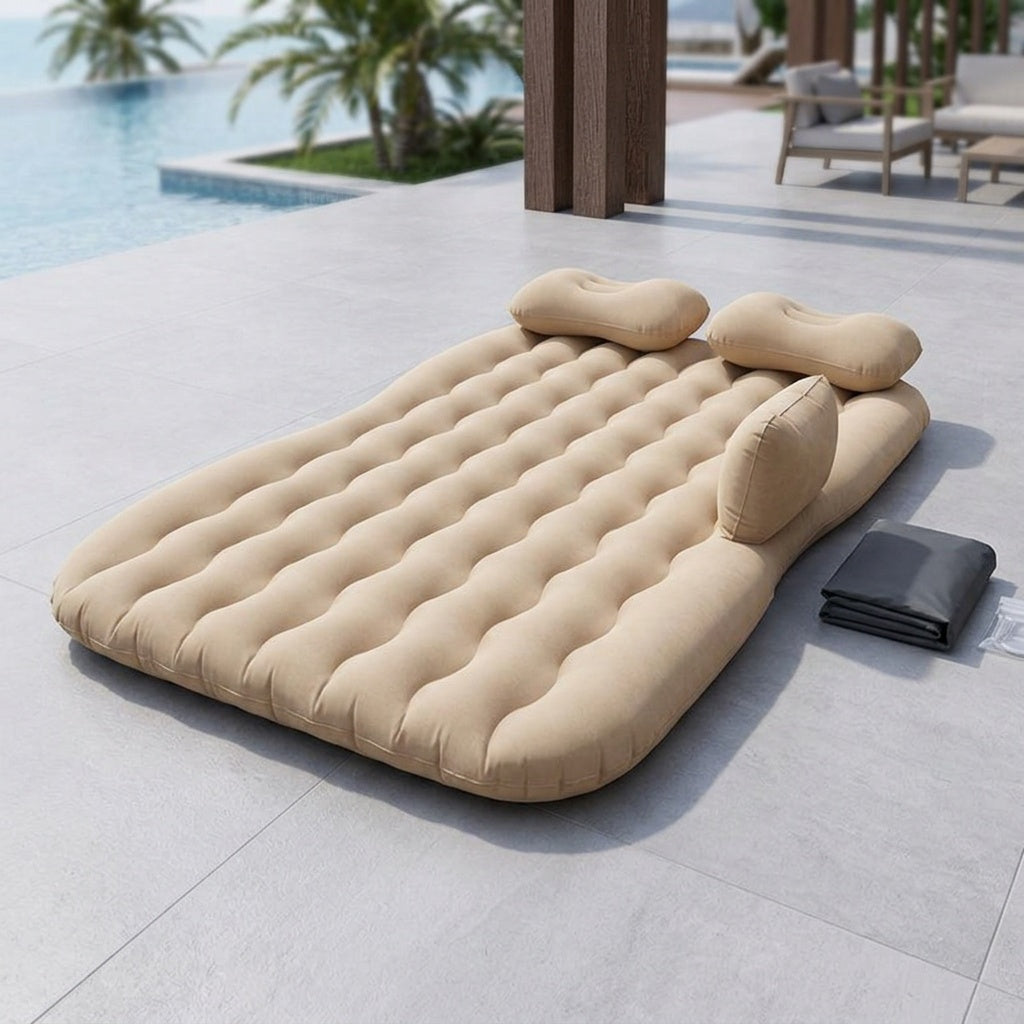 Outdoor Inflatable Bed, Car Bed, Portable PVC Plush Material Inflatable Mattress, Lightweight And Suitable For Camping, Picnicking, Travel, Beach, Can Be Stored In The Trunk, Including Storage And Repair Kit