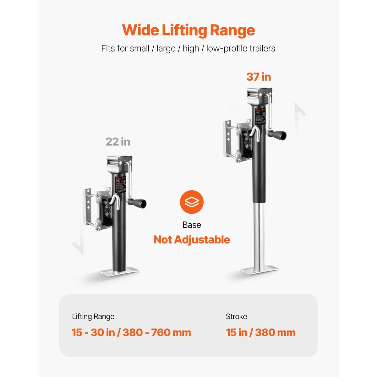 Trailer Jack Bolt-on Trailer Tongue Jack 2000/2500 lbs Dynamic Load 10" Travel