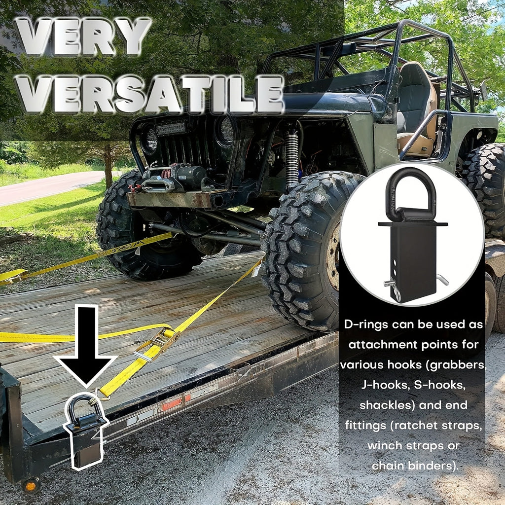 Upgraded 4pcs/2pcs Stake Pocket D Rings 18000 Lbs Heavy Duty Removable D-Ring Stake Pocket Tie Down for Utility Trailers And Flatbeds with Hitch Pin, Removable Tie Down Utility for Flatbed Cargo Trucks, White/ Black