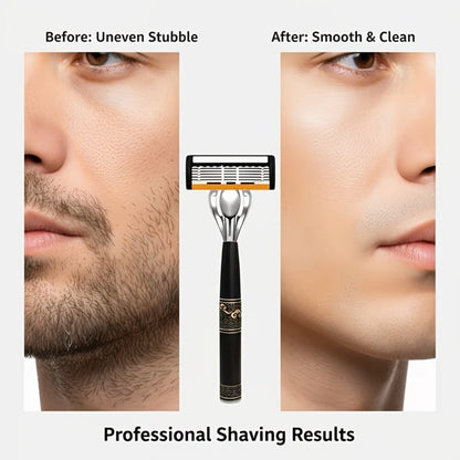 Shaving Kit for Men – 2 Handles & 72 Replacement Blades, Six-Layer Blade System Luxury Razor Set for Beard & Mustache Grooming, Ergonomic Design, Perfect Christmas & Valentine's Day Gift