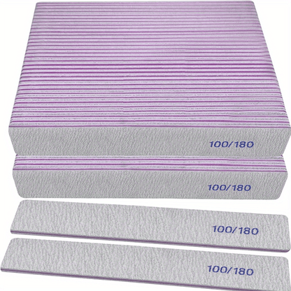 Emery Boards Nail Files 50 Pack 100 180 Grit Double Sided Professional Fingernail Filer Set Reusable for Natural Acrylic Gel Nails Manicure Salon Home Use
