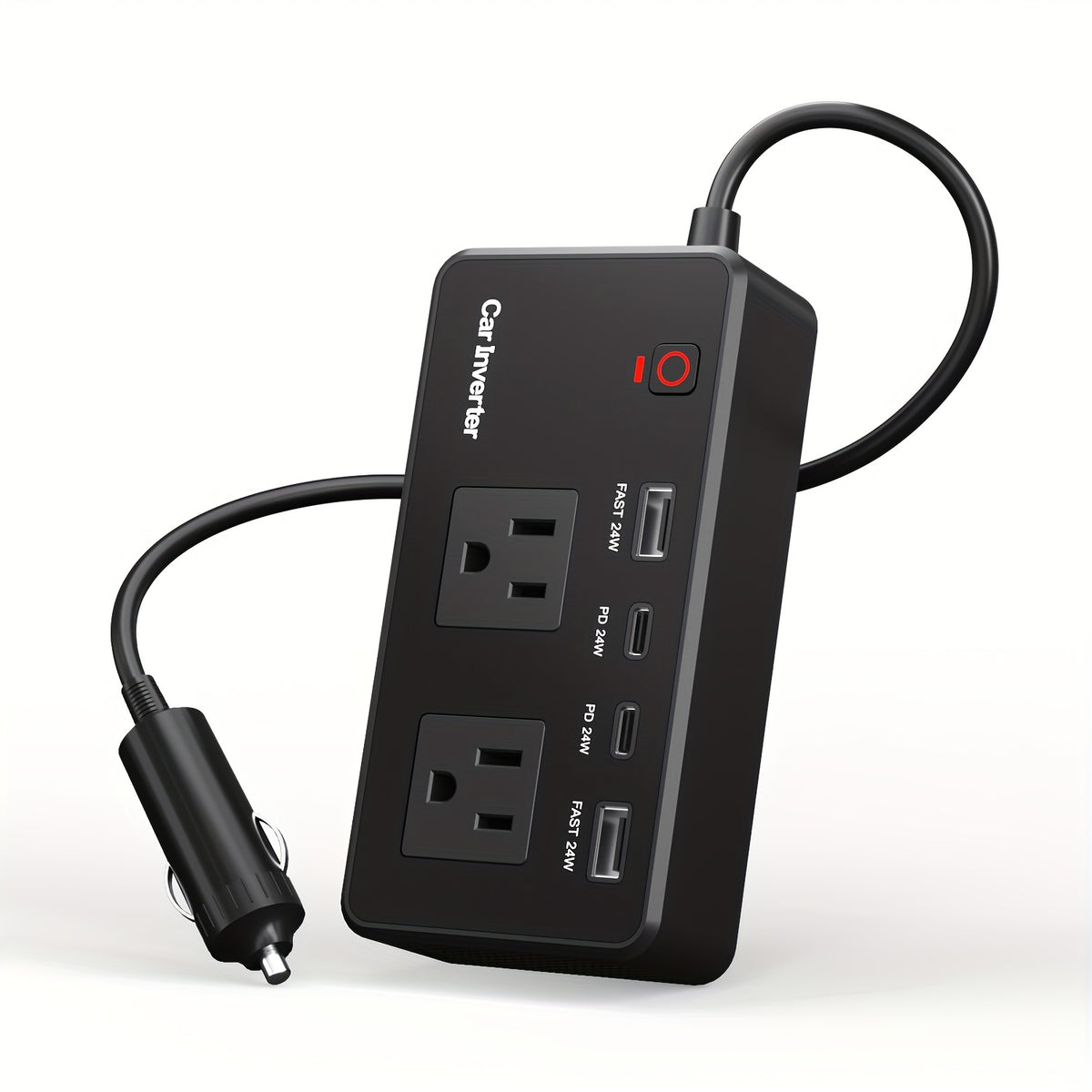 Power Inverter for Vehicles Car Accessories, USB Charger DC 12V to 110V Converter 200W Inverter Car Charger Adapter Outlet with USB Ports 4.8A 24W USB-C USB-A, Car Plug Adapter for Laptop Travel Camping Road Essentials Power Converter