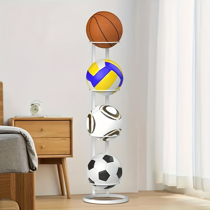 Basketball Storage Rack 3 4 5 Layer | Sports Ball Display Stand for Basketball Football Volleyball | Freestanding Ball Holder Organizer for Home Gym Garage Indoor Outdoor Use