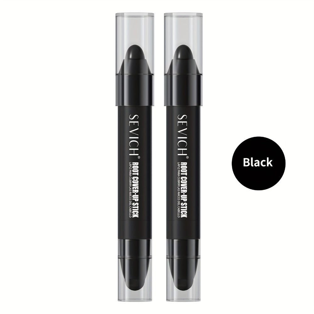 Instant Gray Root Coverage Stick for Men 2-Pack Sevich Beard & Hairline Color Pen — Hypoallergenic Sweat-Proof Water-Resistant Long-Lasting Precise Application Black & Dark Brown