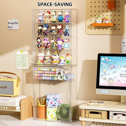 Acrylic Display Case Wall Mounted 4 Tiers – Clear Figure Display Cabinet with 3 Adjustable Dividers, Magnetic Door & Dust-Proof Design for Action Figures, Collectibles, Funko Pop, Toys & Models