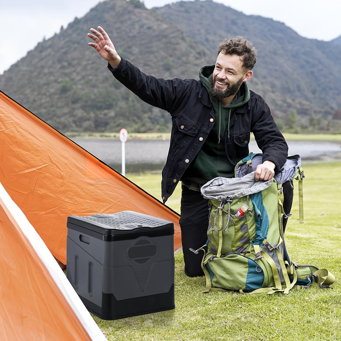 Foldable Camping Toilet Portable Porta Potty for Adults Kids with Lid Drain Hole Waterproof Thick PP Plastic Luggable Loo for Hiking Car Travel Outdoor Emergency Use Storage Box