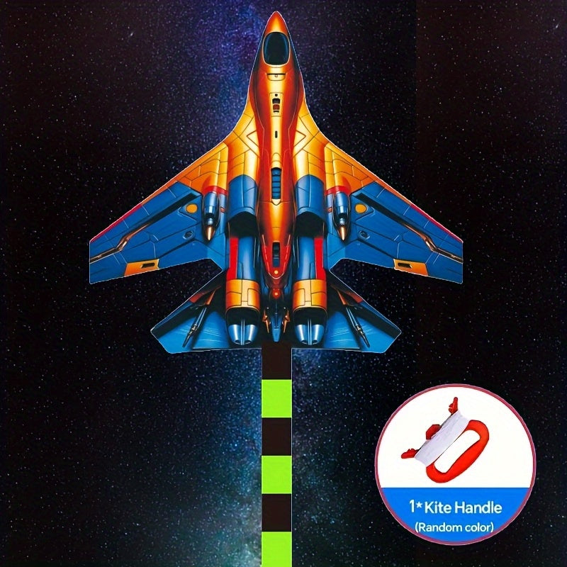 Large Fighter Plane Kite 200cm+ Polyester – Colorful Stunt Kite for Adults & Kids, Outdoor Flying Fun at Beach Park & Open Fields, Easy to Fly, Vibrant Mixed Color Design
