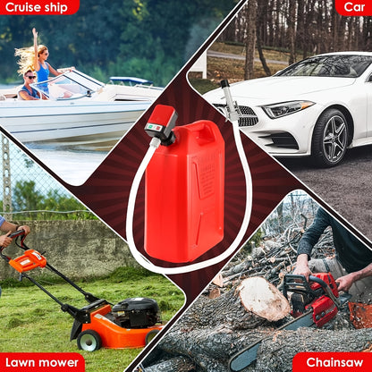 [Portable Gas Can Pump] Automatic Fuel Transfer Pump With Auto-Stop, 51'' Extra Long Hose, 3.2 Gallon Per Min, Battery Or USB Powered, 4 Can Adapters, Fast And Safe Portable Gas Can Pump For Oil, Diesel, Gasoline