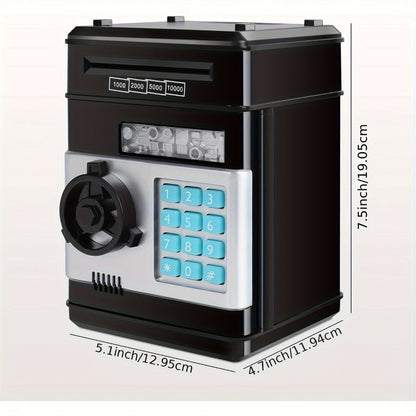 Electronic ATM Piggy Bank for Kids – Digital Coin & Cash Money Bank with Password Lock, Holds 600 Coins or 100 Bills, Fun Savings Bank Toy Gift for Boys & Girls, Black or Pink