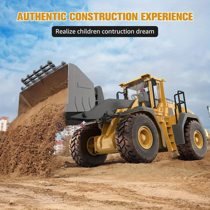 RC Wheel Loader Toy 1:20 Scale 2.4GHz 9-Channel Remote Control Construction Truck with Realistic Lights & Sounds – Building Vehicle Toy for Kids Boys Ages 6+ | Best Birthday Christmas Gift