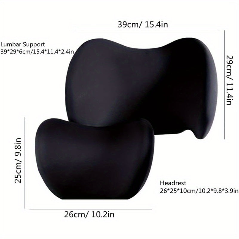 Car Lumbar Support Pillow and Car Neck Pillow Kit, Ergonomic Car Seat Headrest & Lumbar Cushion with Adjustable Strap for Neck Back Pain Relief, for Office Chair/ Truck/ Wheelchair (Gray)