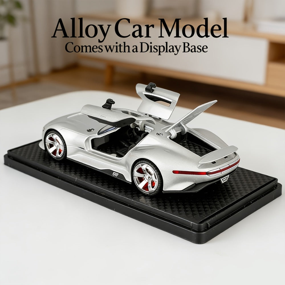 Mercedes-Benz GT Supercar Diecast Model with Gull-Wing Doors | Zinc Alloy High-Detail Static Collectible | Desktop Display Gift for Car Lovers Men Adults