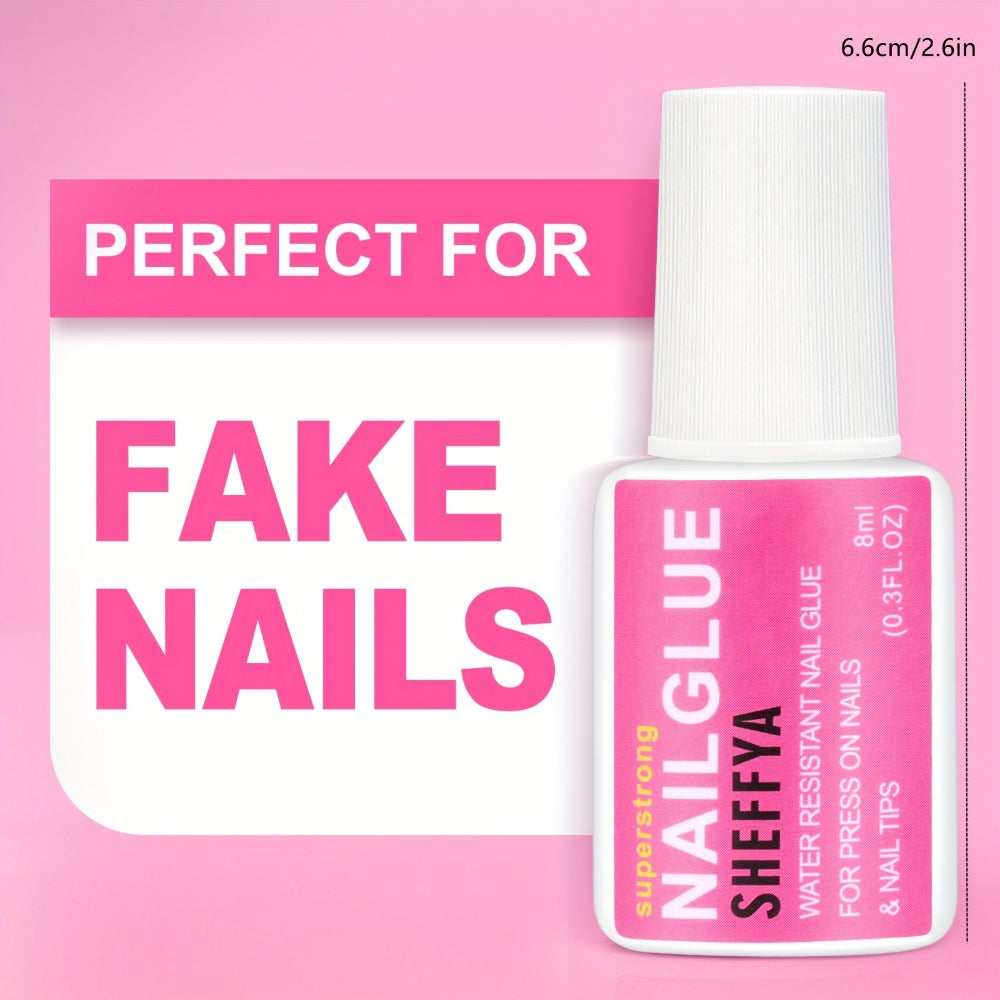 Brush-On Nail Glue Maximum Strength 0.27oz by SHEFFYA – Long-Lasting Mess-Free Precision Applicator for Press-On Nails, Nail Tips & Acrylic Nails, Salon & DIY Home Nail Art, 2pc 5pc 10pc Value Sets