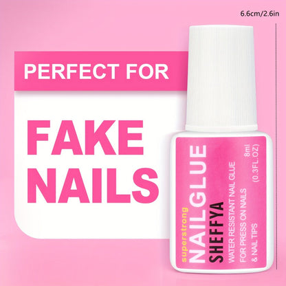Brush-On Nail Glue Maximum Strength 0.27oz by SHEFFYA – Long-Lasting Mess-Free Precision Applicator for Press-On Nails, Nail Tips & Acrylic Nails, Salon & DIY Home Nail Art, 2pc 5pc 10pc Value Sets