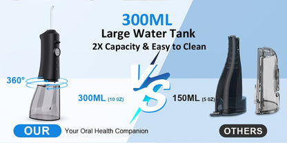 Water Flosser Cordless Oral Irrigator - Rechargeable Electric Dental Cleaner with 6 Interchangeable Nozzles, Adjustable Pressure Control, Plaque & Tartar Removal, USB Powered, Portable for Home & Travel Use