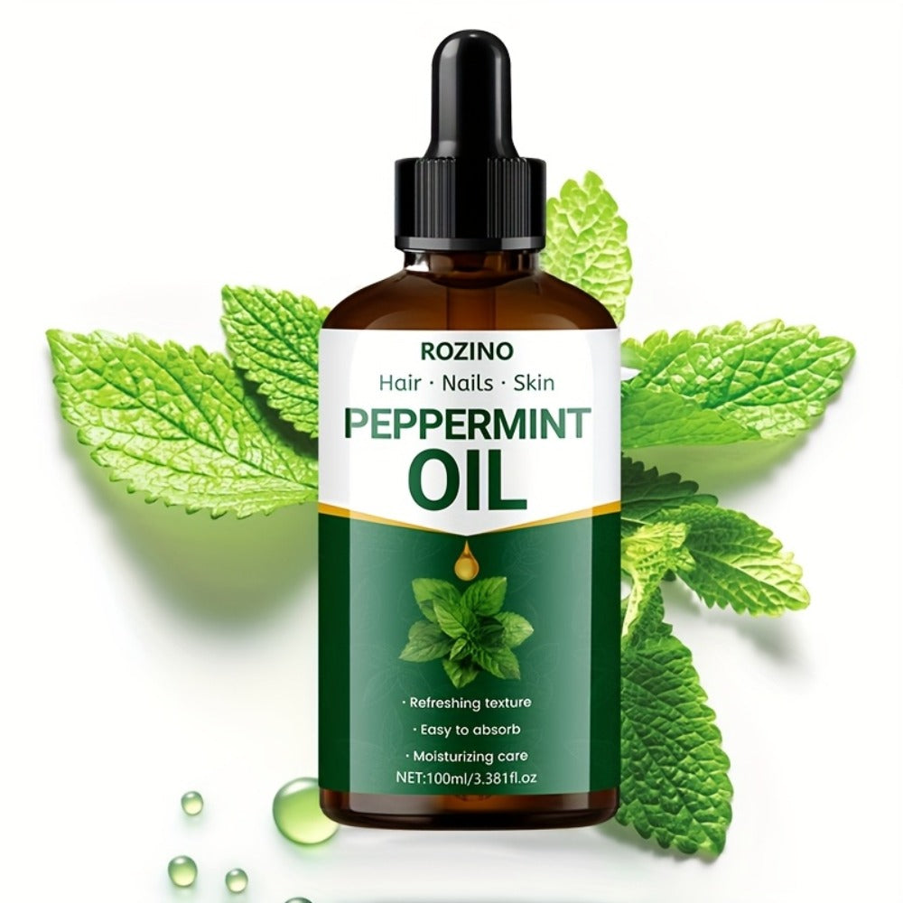 Peppermint Essential Oil 100% Pure Plant-Derived 100ml — Multipurpose Cooling Oil for Massage, Aromatherapy, Scalp & Hair Care, Skin, Nails, Face & Body, Diffuser & Shower Use